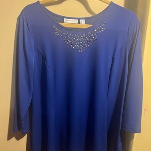 Susan Graver Blouse, Blue, Size Medium